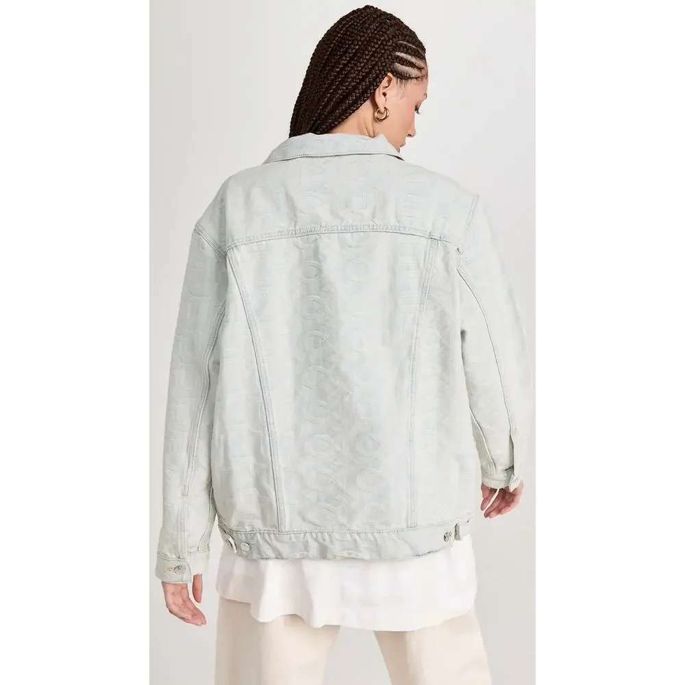MARC JACOBS The Monogram Denim Jean Jacket Oversized Bomber Baggy - Sz Small - Picture 4 of 9